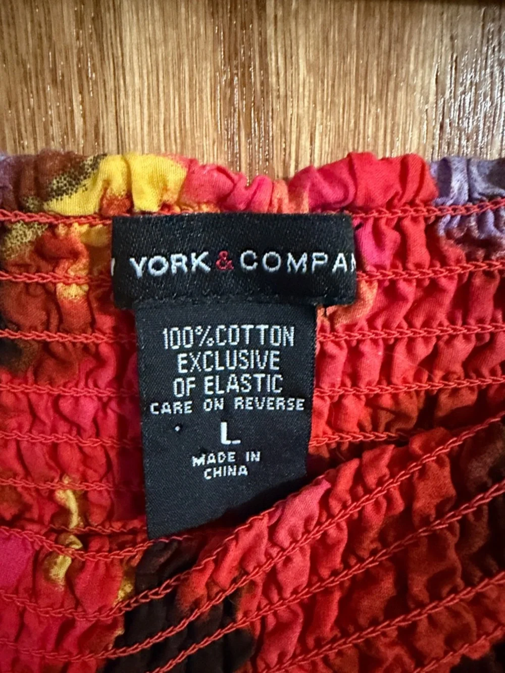New York & Company Women’s Red Floral Print Smocked Waist Skirt